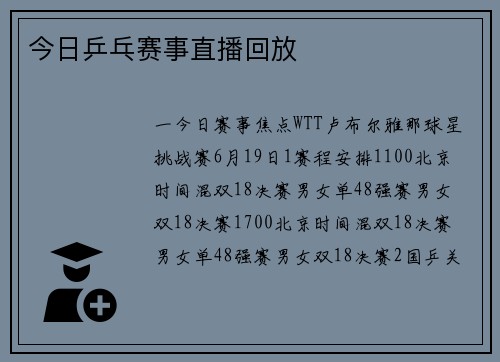 今日乒乓赛事直播回放